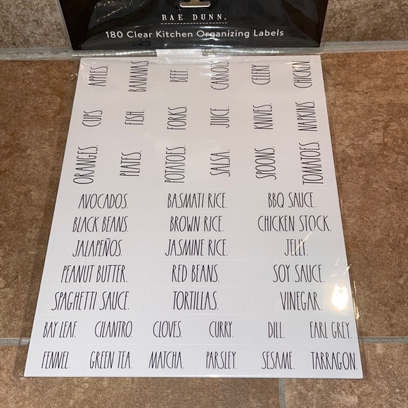 Rae Dunn Food / Kitchen 180 Clear Kitchen Organizing Labels - Picture 2 of 5
